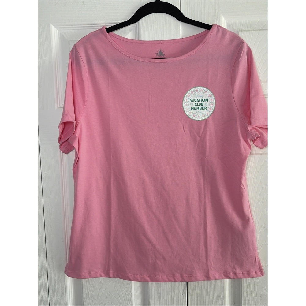 Disney Vacation Club Member T-Shirt Womens L Pink DVC Graphic Tee Short Sleeve L